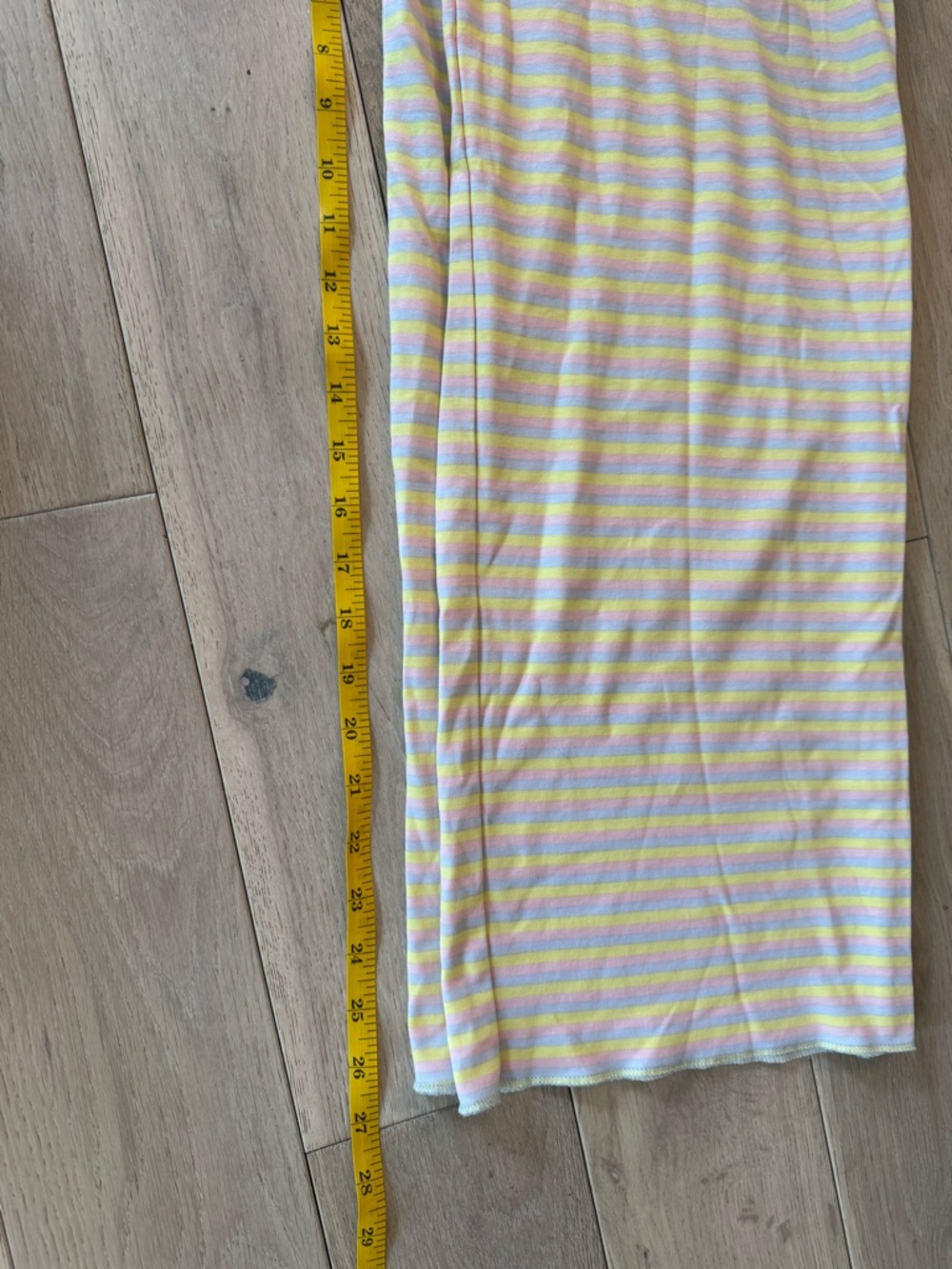 Women’s Yellow & White Striped 3-Piece Pajama Set - Long Sleeve, Pants & Shorts - Picture 8 of 9